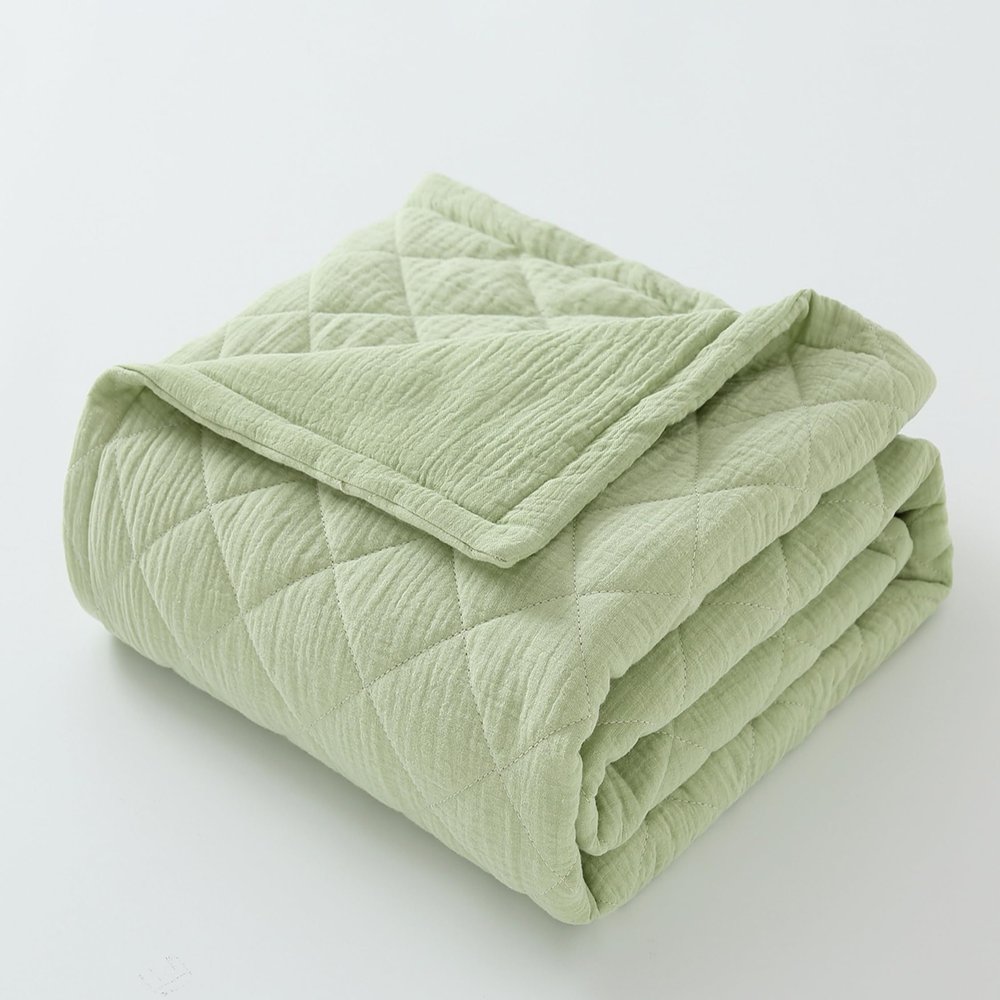 100% Cotton Muslin Baby Blanket for Boys Girls - Ultra-Soft Reversible Toddler Comforter, Lightweight Breathable All Season Down Alternative Toddler Crib Blanket (Pale Green, 39 x 47in)