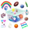 24 Pack Fidget Toys for Adults with Liquid Motion Timer Mochi Squishy Stretchy String Flippy Chain Easter Egg Marble Mesh Squeeze Bean Stress Ball for Gift view 1