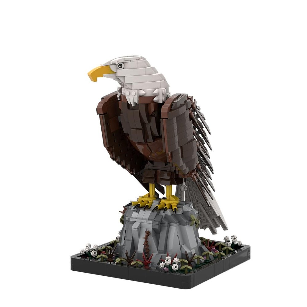 Aetheria Bald Eagle Building Bricks MOC Animals Bird Blocks, Home Office Decor Art Ornament, Creative Construction Collectors & Enthusiasts for Adults - 1468 Pieces Designed by Borysf