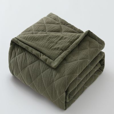 100% Cotton Muslin Baby Blanket for Boys Girls - Ultra-Soft Reversible Toddler Comforter, Lightweight Breathable All Season Down Alternative Toddler Crib Blanket (Olive Green, 39 x 47in)