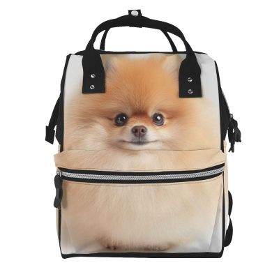 ZSUUGJ Pomeranian Printed Diaper Bag Backpack Baby Bag Multi Function Baby Changing Bags For Travel