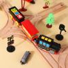 6 Pieces Switch Track Wooden Train Set Wooden Train Track Set-1Pc T Switch 1Pc Switching Track Wood-en Train Bridges Straight Wood Train Tracks Accessories for Most Major Toy Tra-in Tracks Railway view 3