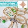 6 Pieces Switch Track Wooden Train Set Wooden Train Track Set-1Pc T Switch 1Pc Switching Track Wood-en Train Bridges Straight Wood Train Tracks Accessories for Most Major Toy Tra-in Tracks Railway view 4