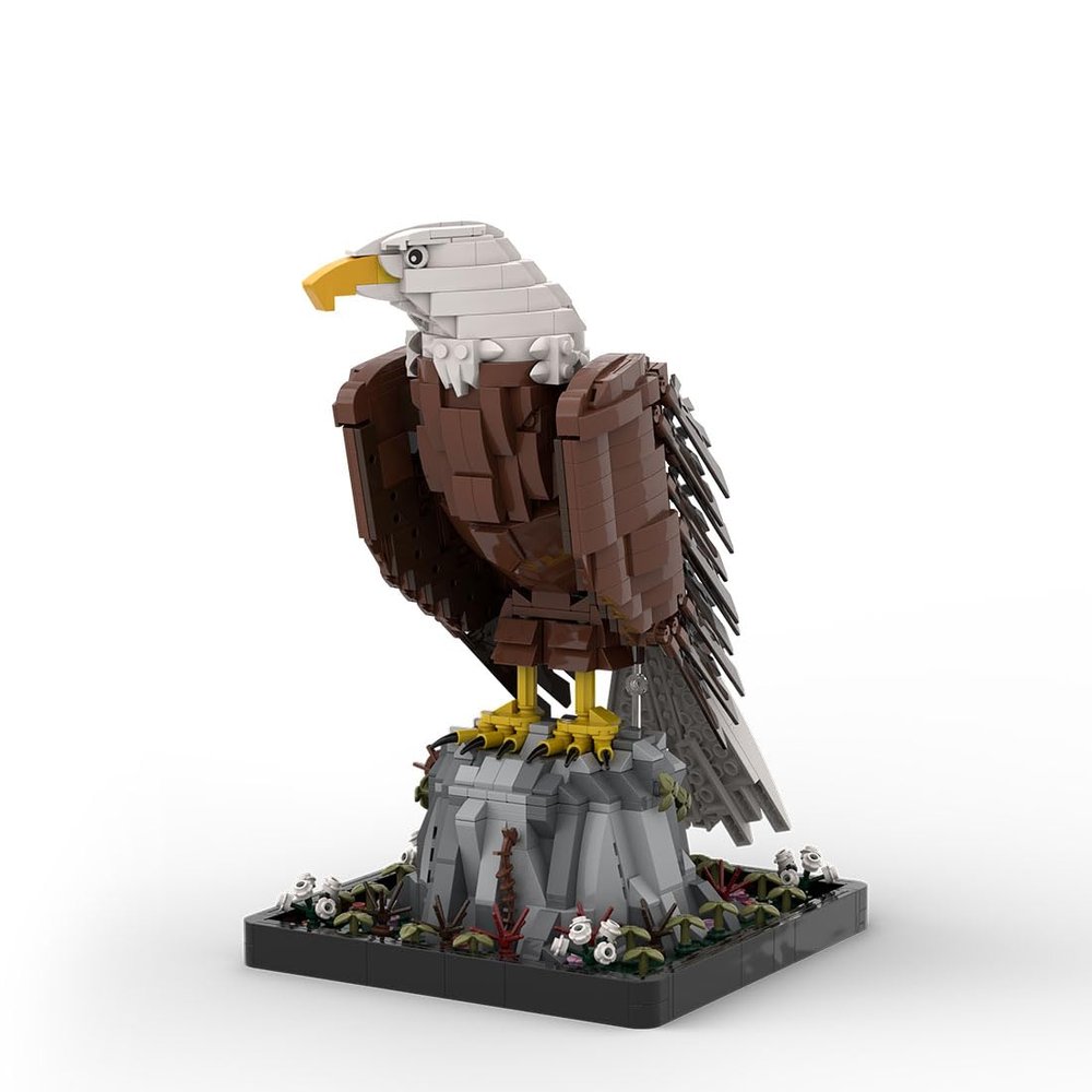 Aetheria Bald Eagle Building Bricks MOC Animals Bird Blocks, Home Office Decor Art Ornament, Creative Construction Collectors & Enthusiasts for Adults - 1468 Pieces Designed by Borysf