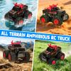 1:16 Waterproof Monster Truck Toys RC Cars, 2.4GHz Remote Control Truck for Kids Boy Ages 8,9,10,11,12 Years Old, 4WD All Terrain Off-Road with LED Lights RC Boat for Boy Girl Birthday Gift - Red view 3