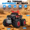1:16 Waterproof Monster Truck Toys RC Cars, 2.4GHz Remote Control Truck for Kids Boy Ages 8,9,10,11,12 Years Old, 4WD All Terrain Off-Road with LED Lights RC Boat for Boy Girl Birthday Gift - Red view 4