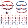24 Pcs 4th of July Bracelets Red White and Blue Bracelets Patriotic USA American Flag String Woven Wristband Bulk 4th of July Party Favors for 250th Anniversary Independence Day Parade Supplies view 1