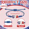 24 Pcs 4th of July Bracelets Red White and Blue Bracelets Patriotic USA American Flag String Woven Wristband Bulk 4th of July Party Favors for 250th Anniversary Independence Day Parade Supplies view 2