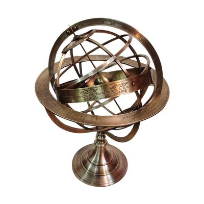 18" Astrolabe Brass Armillary Sphere, Zodiac Sign Engraved Armillary Globe, Home & Office Table Top Dcor Gift