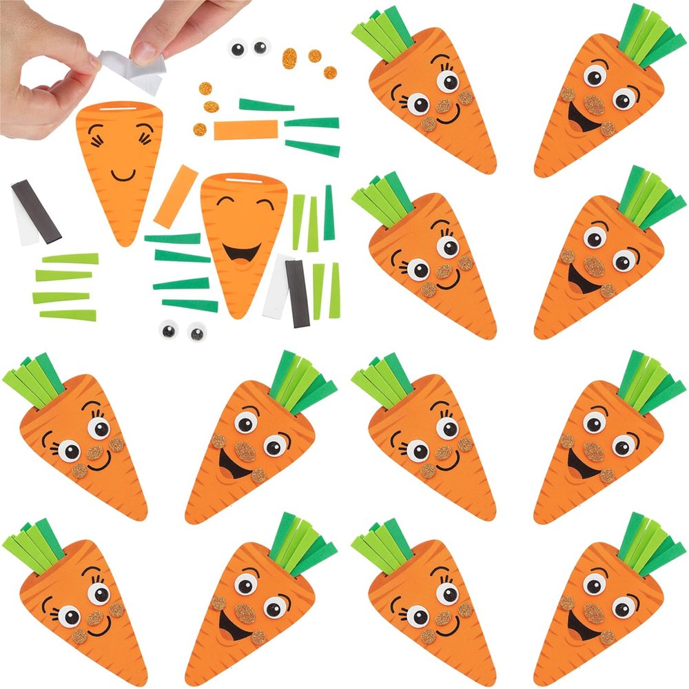 Fun Express 2 1/2" x 5 1/4" Silly Carrot Characters Magnet Craft Kit - Makes 12