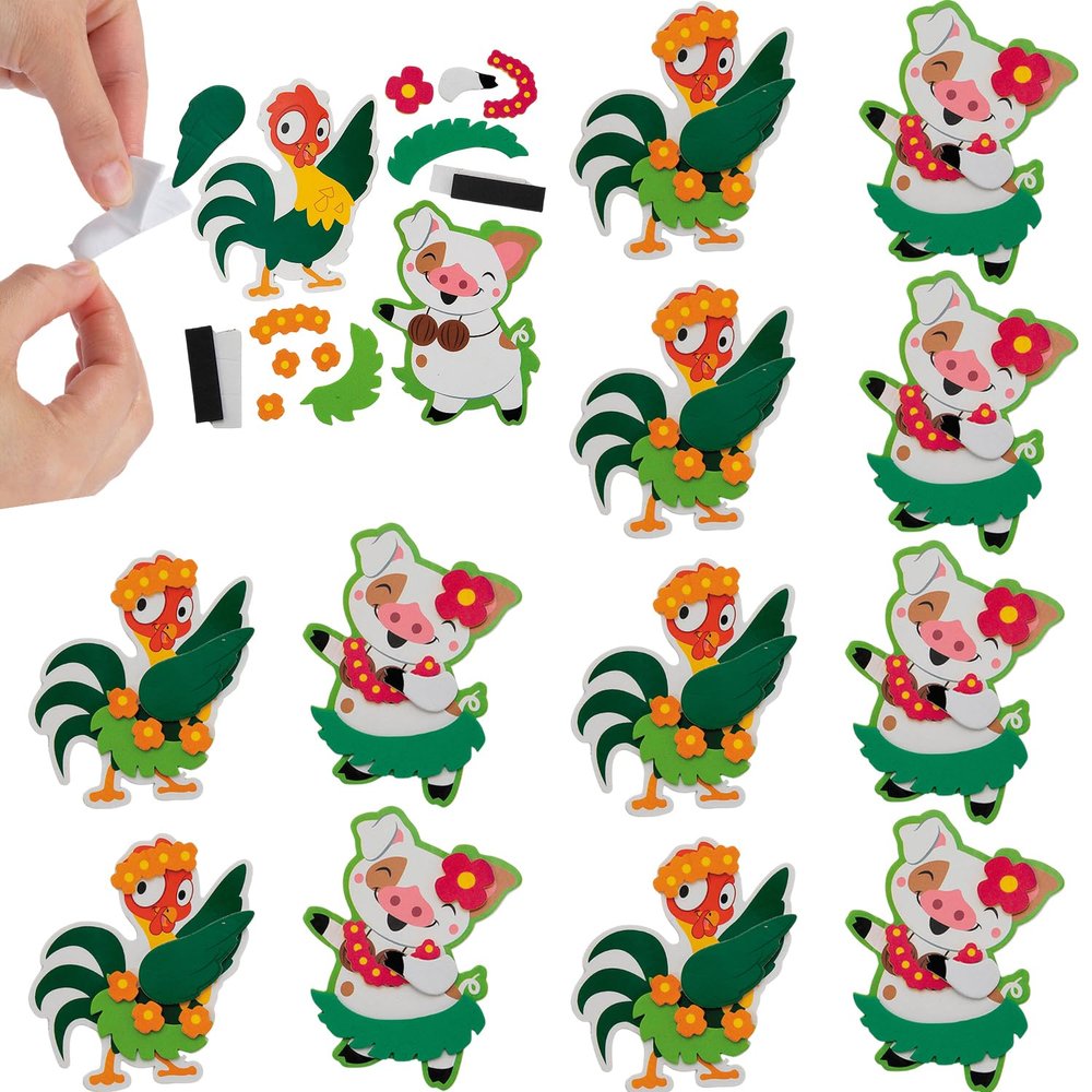 Fun Express 4" Luau Hula Animals Magnet Craft Kit - Makes 12