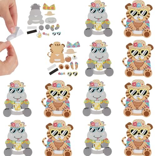 Fun Express 3 1/4" x 4" Animals with Tropical Drinks Magnet Craft Kits - Makes 12