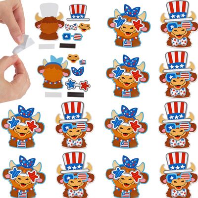 Fun Express 3 3/4"  4 1/2" Patriotic Cow Characters Magnet Craft Kit - Makes 12