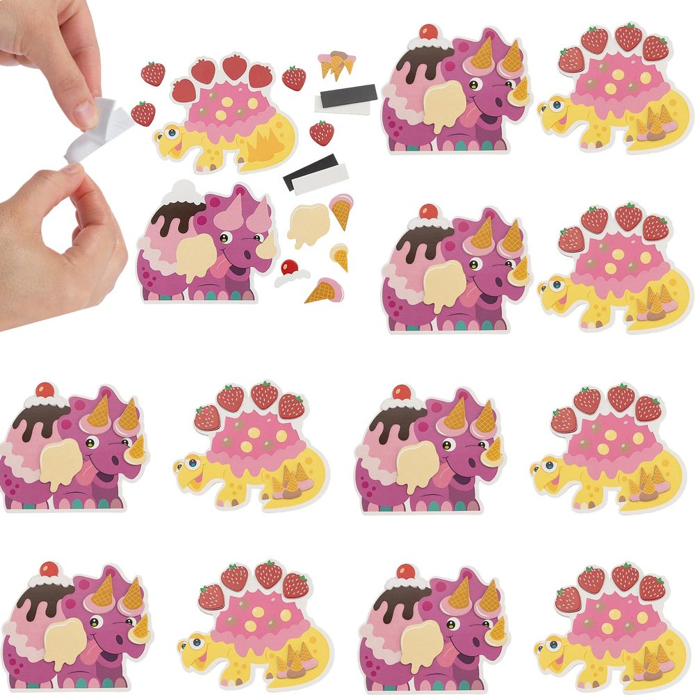 Fun Express 4 1/4" x 3 3/4" Ice Cream Dinosaur Magnet Craft Kit - Makes 12