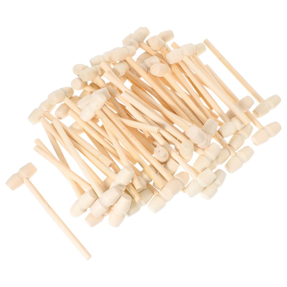 OKUMEYR 50pcs Mini Wooden Hammer for Boy Girl Creative Pounding Toy Boy Girl- Mallet for Educational Play for Imaginative Construction Activities