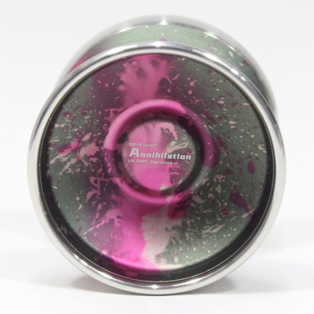 TOP YO Annihilation Bimetal Yo-Yo - 7068 AL with SS Rims - Lin Junyi Signature YoYo (Twilight Purple Green Silver Ring)