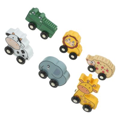 BRIGHTFUFU 6Pcs Cute Animal Wooden Train Car Compatible with Includes Hedgehog Elephant Cow Giraffe Lion Trains