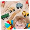 BRIGHTFUFU 6Pcs Cute Animal Wooden Train Car Compatible with Includes Hedgehog Elephant Cow Giraffe Lion Trains view 4