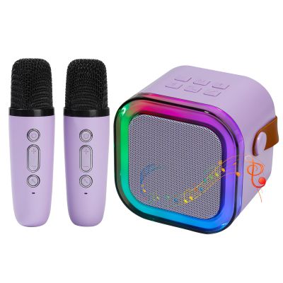 Mini Karaoke Machine for Kids, Portable Karaoke Speaker with 2 Wireless Microphones,Voice Effects,LED Lights, Singing Machine for Girl, Ages 3,4,5,6,7,8,9,10,11,12+ Years Old Birthday Gift(Purple)