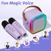 Mini Karaoke Machine for Kids, Portable Karaoke Speaker with 2 Wireless Microphones,Voice Effects,LED Lights, Singing Machine for Girl, Ages 3,4,5,6,7,8,9,10,11,12+ Years Old Birthday Gift(Purple) view 2