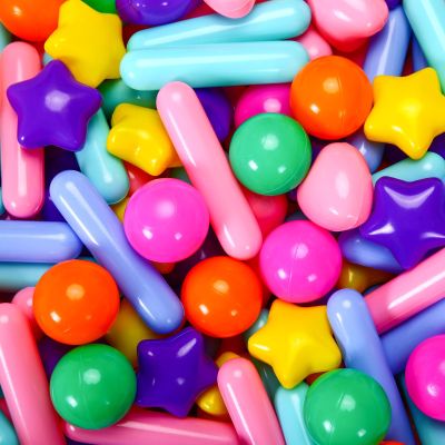 Heopeis Ball Pit Balls Stars Hearts Strip Shapes for Toddlers - 50 150 200 500 Plastic Toy Balls for Boy Girls Ballpit Play Tent Playhouse, Kids Pool Water Toys, Birthday Party Decorations