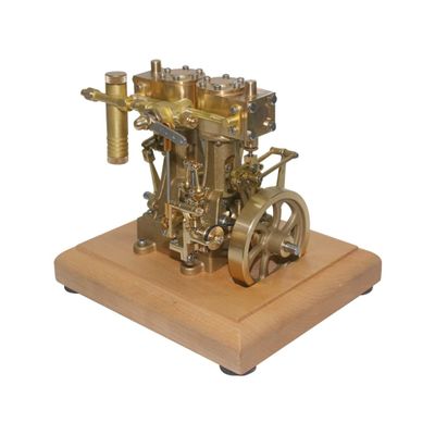 ENGINEDIY Steam Engine Models for Adults, Mini Retro Vertical Double-Cylinder Reciprocating Double-Acting Steam Engine Model Set with Speed Reducer, RTR