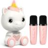 Mini Karaoke Machine for Kids - Unicorn Portable Bluetooth Speakers with 2 Wireless Mic and LED Light, Toddler Karaoke Machine for Girls 3-5 6 8-12 Year Old, Unicorn Birthday Gifts Toys Pink view 1