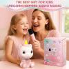 Mini Karaoke Machine for Kids - Unicorn Portable Bluetooth Speakers with 2 Wireless Mic and LED Light, Toddler Karaoke Machine for Girls 3-5 6 8-12 Year Old, Unicorn Birthday Gifts Toys Pink view 4