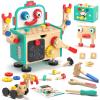 Lehoo Castle Kids Tool Set, Wooden Mini Toddler Tool Bench with Blackboard, Robot Construction Toys with Hammer Wrench Screwdriver, STEM Learning Toys for Age 3-5, Birthday Gift for Boys & Girls view 1