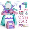 Lehoo Castle Kids Vanity Table and Chair Set with Mirror Light Music, Toddler Girls Makeup Table with Stool  Hair Dryer, Pretend Play Princess Dress Up Vanity Set, Birthday Gifts for 3 Year Old Girl view 1