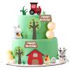 15PCS Farm Animal Cake Toppers  Barnyard Cake Decorations with Barn, Tractor, Cow & Chicken, Farm Theme Birthday Cake Topper Set with Grass & Trees, Reusable Party Decor view 1