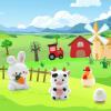 15PCS Farm Animal Cake Toppers  Barnyard Cake Decorations with Barn, Tractor, Cow & Chicken, Farm Theme Birthday Cake Topper Set with Grass & Trees, Reusable Party Decor view 3