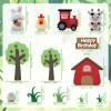 15PCS Farm Animal Cake Toppers  Barnyard Cake Decorations with Barn, Tractor, Cow & Chicken, Farm Theme Birthday Cake Topper Set with Grass & Trees, Reusable Party Decor view 4