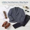 Kids Blazers for Boys Tweed Herringbone Suit Jackets Slim Fit Blazer Homecoming Outfit Denim Blue Size 16-18 view 3