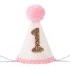 AULEGE First Birthday Crown, 1st Glitter Baby Cone Hat for Photo Prop, First Party Hat Outfit for Girls/Boys(White Pink) view 1