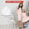 Garveehome Kids Vanity Table and Chair Set with Light, Girls Vanity with Mirror, Drawer and Pretend Playset, Wooden Princess Makeup Desk Dressing Table, Toddler Vanity (Batteries Not Included) view 4