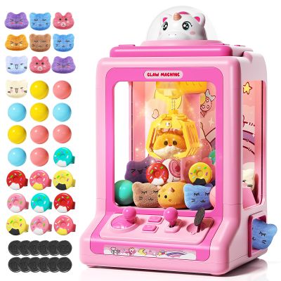 Claw Machine for Kids, Mini Vending Machine with Game Coins & Music, Prize Dispenser Toys for Girls and Boys, Electronic Claw Game Machine for Party Birthdays, Includes 30 Mini Toys