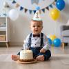 AULEGE First Birthday Crown, 1st Glitter Baby Cone Hat for Photo Prop, First Party Hat Outfit for Girls/Boys(White Blue) view 2