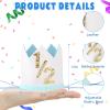 AULEGE Half Party Hat, 1/2 Glitter Adjustable Birthday Crown for 6-Month Baby, Half Birthday Party Headwear (White/Blue) view 3