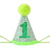 AULEGE First Birthday Crown, 1st Glitter Baby Cone Hat for Photo Prop, First Party Hat Outfit for Girls/Boys(Green) view 1