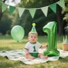 AULEGE First Birthday Crown, 1st Glitter Baby Cone Hat for Photo Prop, First Party Hat Outfit for Girls/Boys(Green) view 2