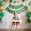 AULEGE First Birthday Crown, 1st Glitter Baby Cone Hat for Photo Prop, First Party Hat Outfit for Girls/Boys(Green) view 3
