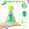 AULEGE First Birthday Crown, 1st Glitter Baby Cone Hat for Photo Prop, First Party Hat Outfit for Girls/Boys(Green) view 4