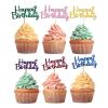 12 Pcs Glitter Happy Birthday Cupcake Toppers, 4.7-inch Multicolour Cupcake Toppers, Anniversary or Birthday Party Cupcake Decoration view 1