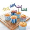 12 Pcs Glitter Happy Birthday Cupcake Toppers, 4.7-inch Multicolour Cupcake Toppers, Anniversary or Birthday Party Cupcake Decoration view 4