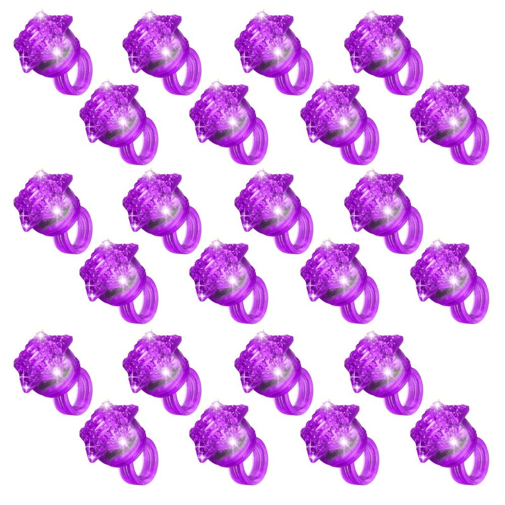 NUDALA 24 Pack Purple Light Up Star Rings Glow in the Dark Party Flashing LED Jelly Finger Rings for July 4th,Halloween,Christmas,Concert,Goodie Bag Fillers,Raves