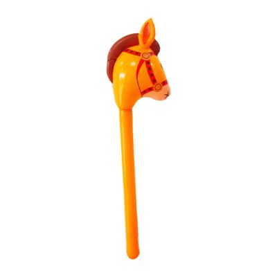 ToysCentral Basics Cartoon Horse Stick Toy for Themed Celebrations, Portable Blowing Up Accessory, Orange