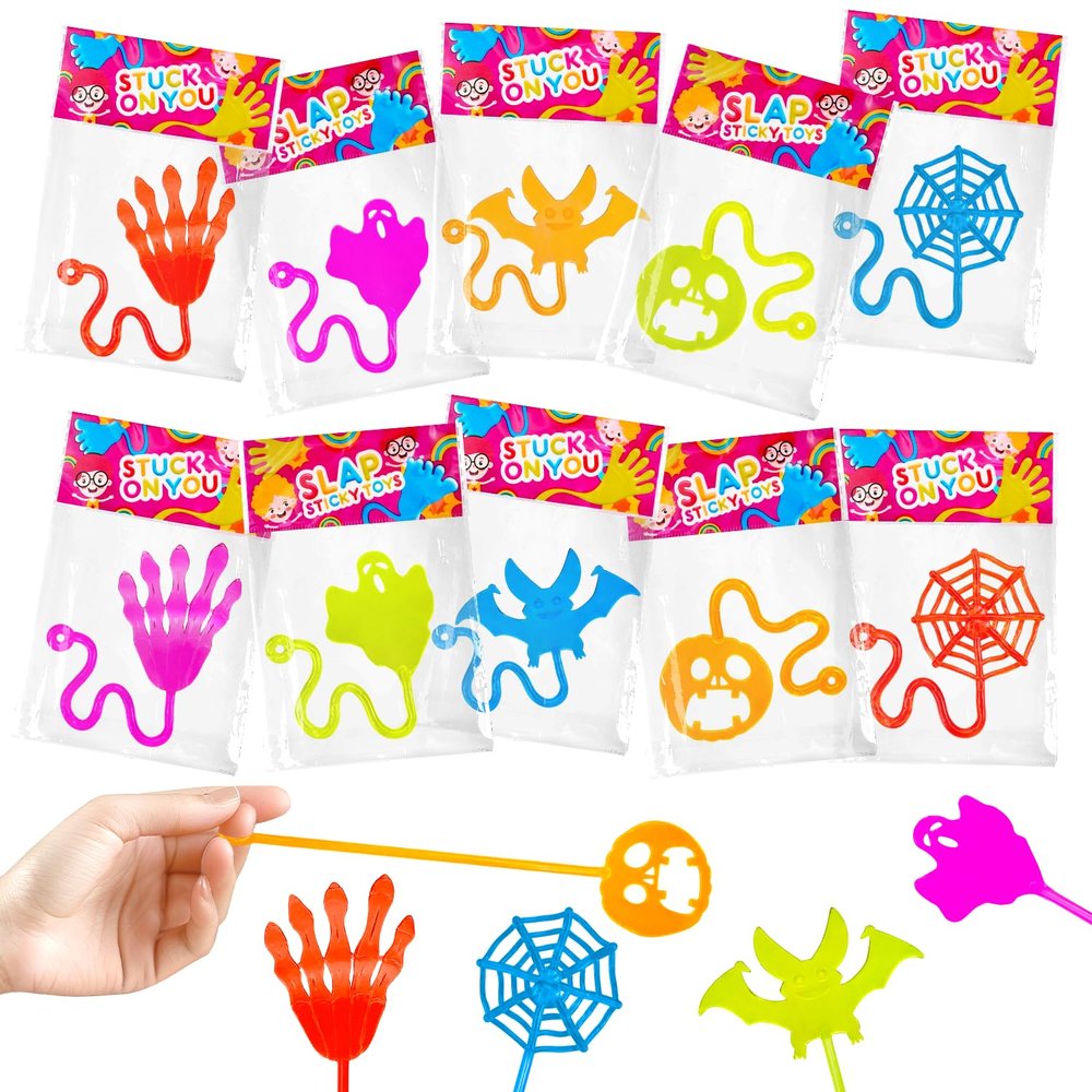 100 PCS Bulk Halloween Sticky Hands Party Favors Toys Gifts for Toddlers, Boo Basket Goodie Bag Stuffers for Kids, School Class Birthday Carnival Decorations,Trick or Treat Items Trinkets for Students