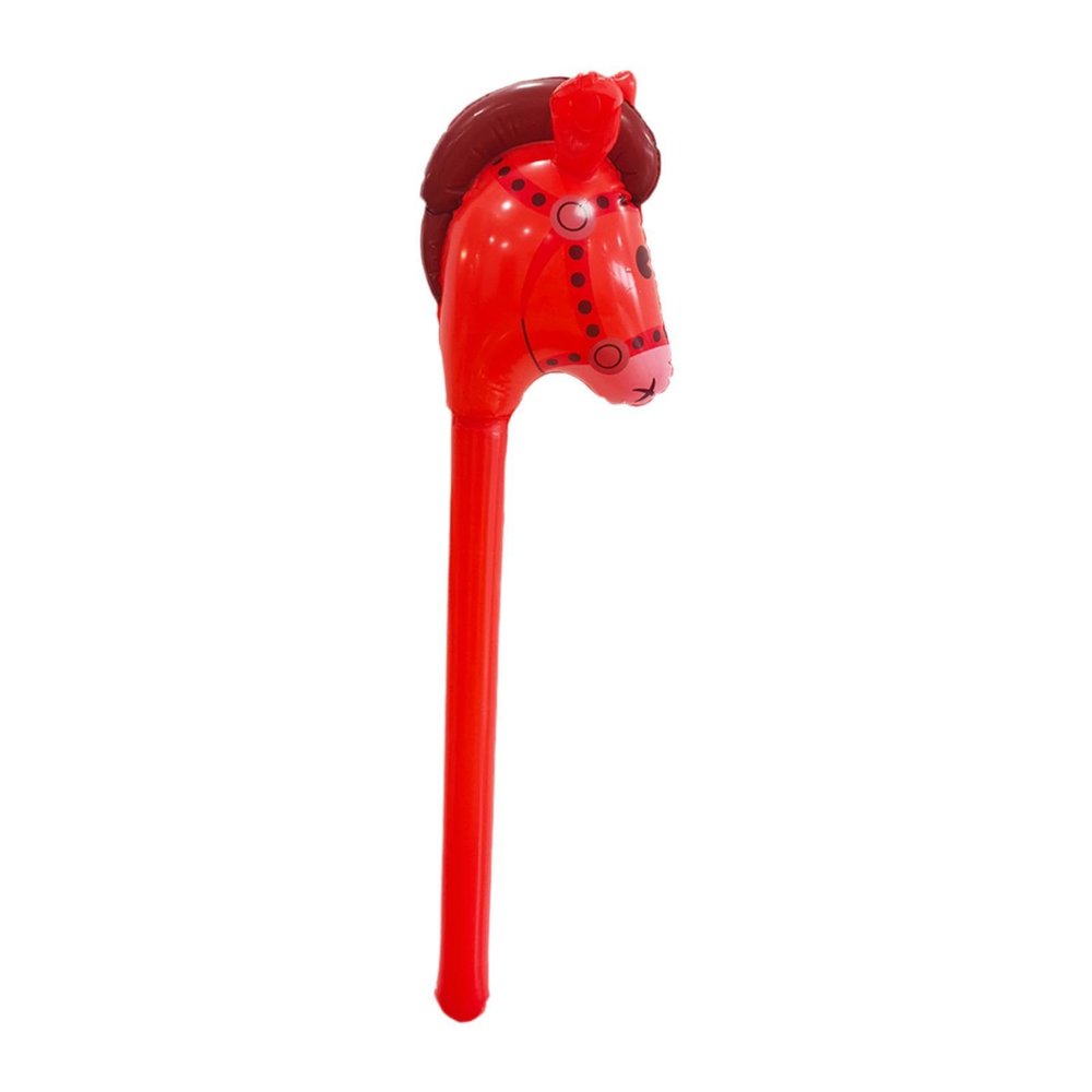 ToysCentral Basics Cartoon Horse Stick Toy for Themed Celebrations, Portable Blowing Up Accessory, Red