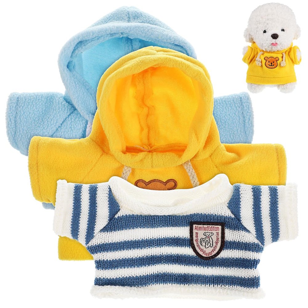 Abaodam Toy Clothes for Stuffed Animals 3pcs Bear Sweater Set Plush Toy Dresses Dolls Costume Interactive and Playful Design